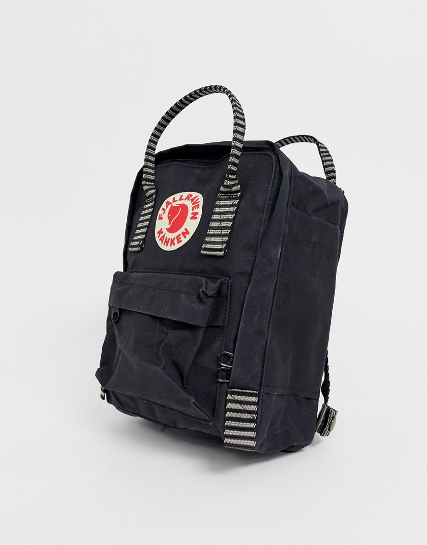 Fjallraven Mini Kanken Black Backpack With Contrast Stripes