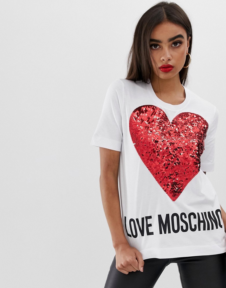 Love Moschino Glitter Heart logo t-shirt