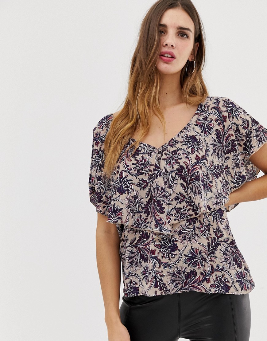 QED London floral top with frill overlay