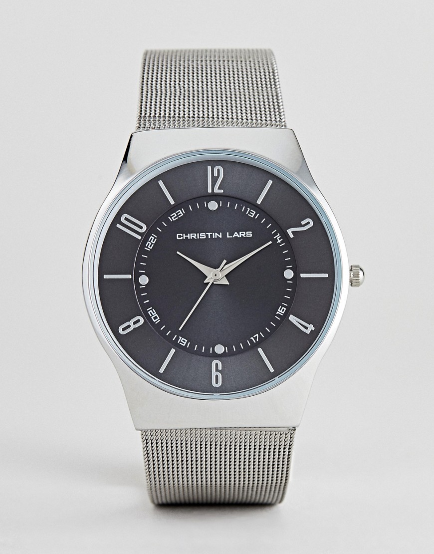 Christin Lars Mesh Strap Watch With Black Dial