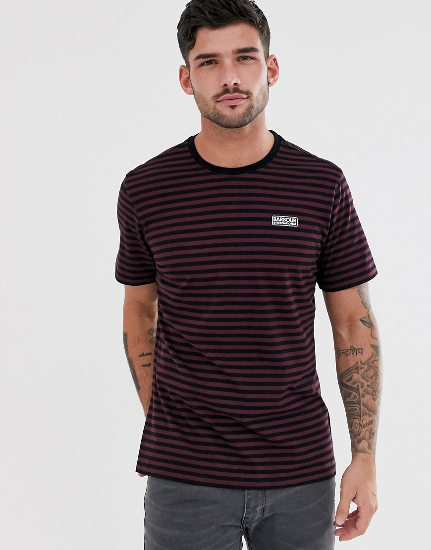 Barbour International Equal stripe t-shirt in navy/burgundy