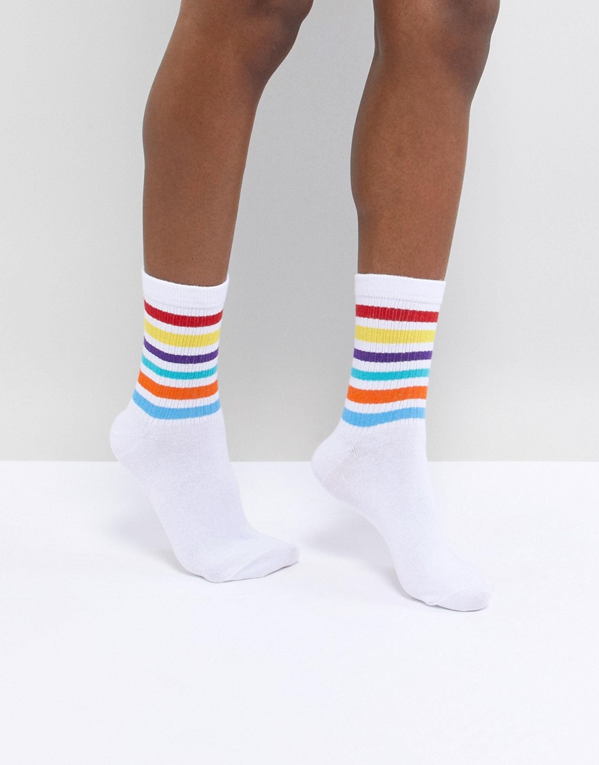 ASOS DESIGN rainbow stripe ankle socks - Multi
