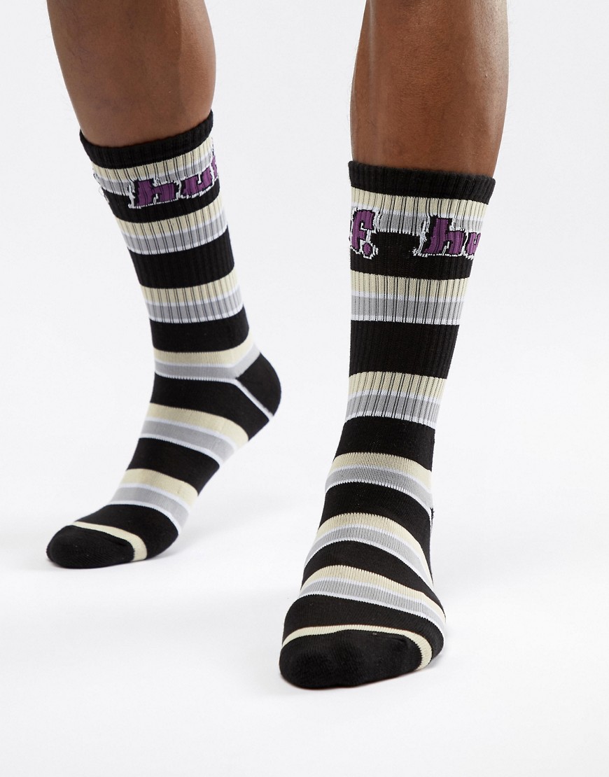 HUF 1993 striped socks in black