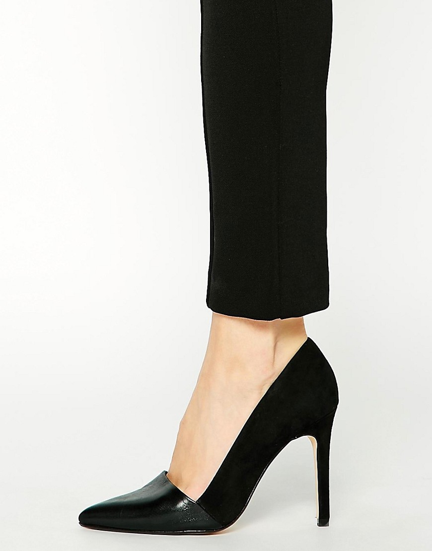 Dune | Dune Analise Black Suede & Leather Toe Cap Heeled Court Shoes at ...