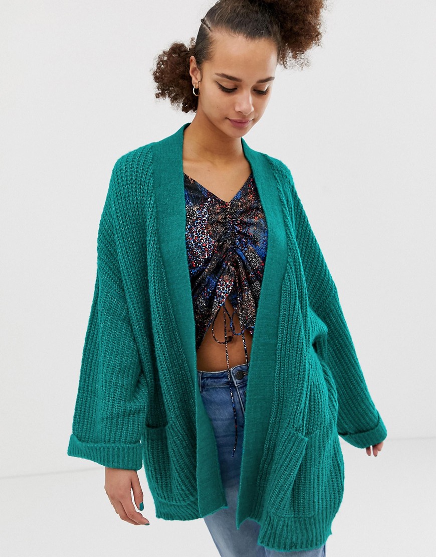 Noisy May cable knit wide sleeve cardigan
