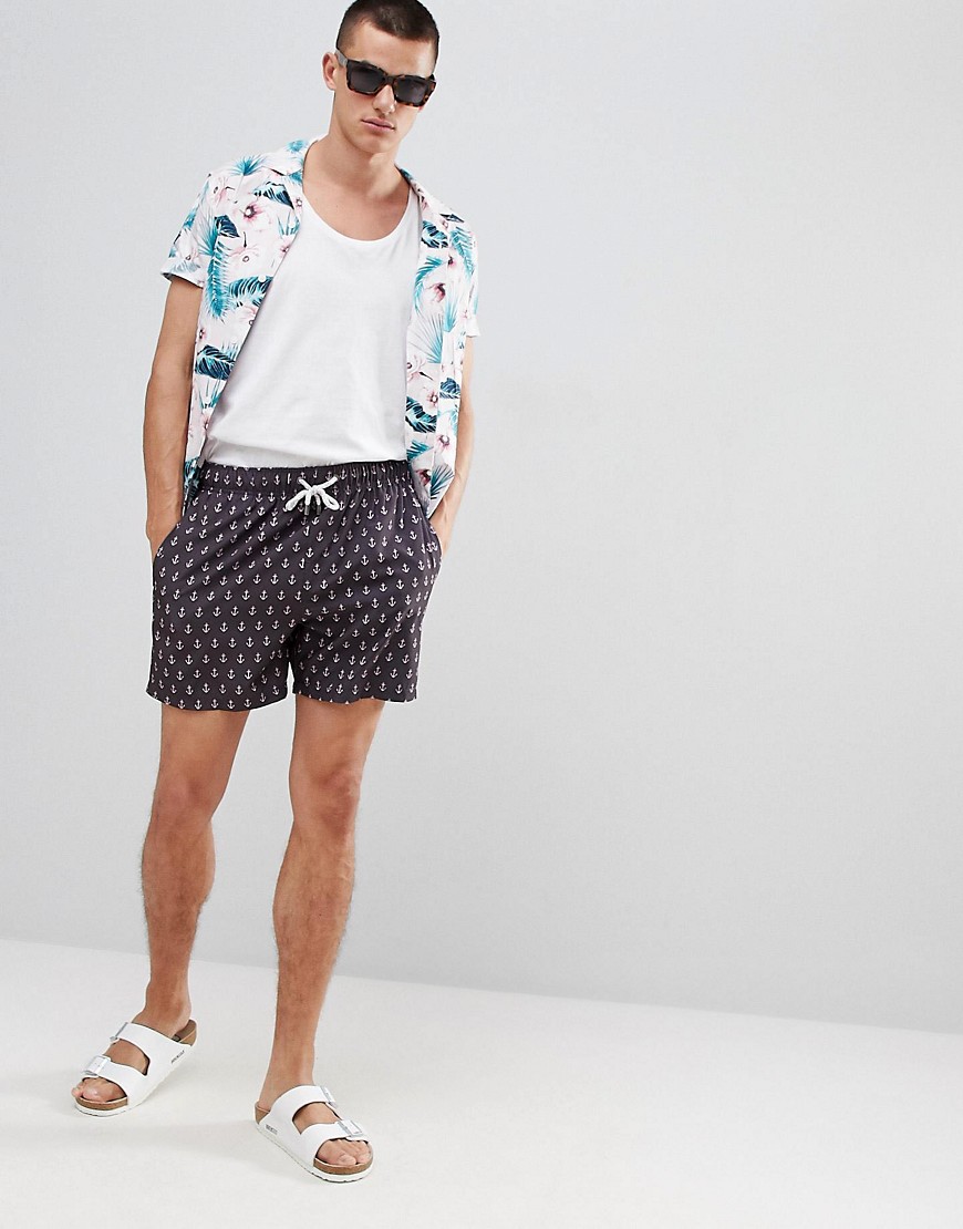 The Endless Summer Vintage Swim Shorts with Anchor Print