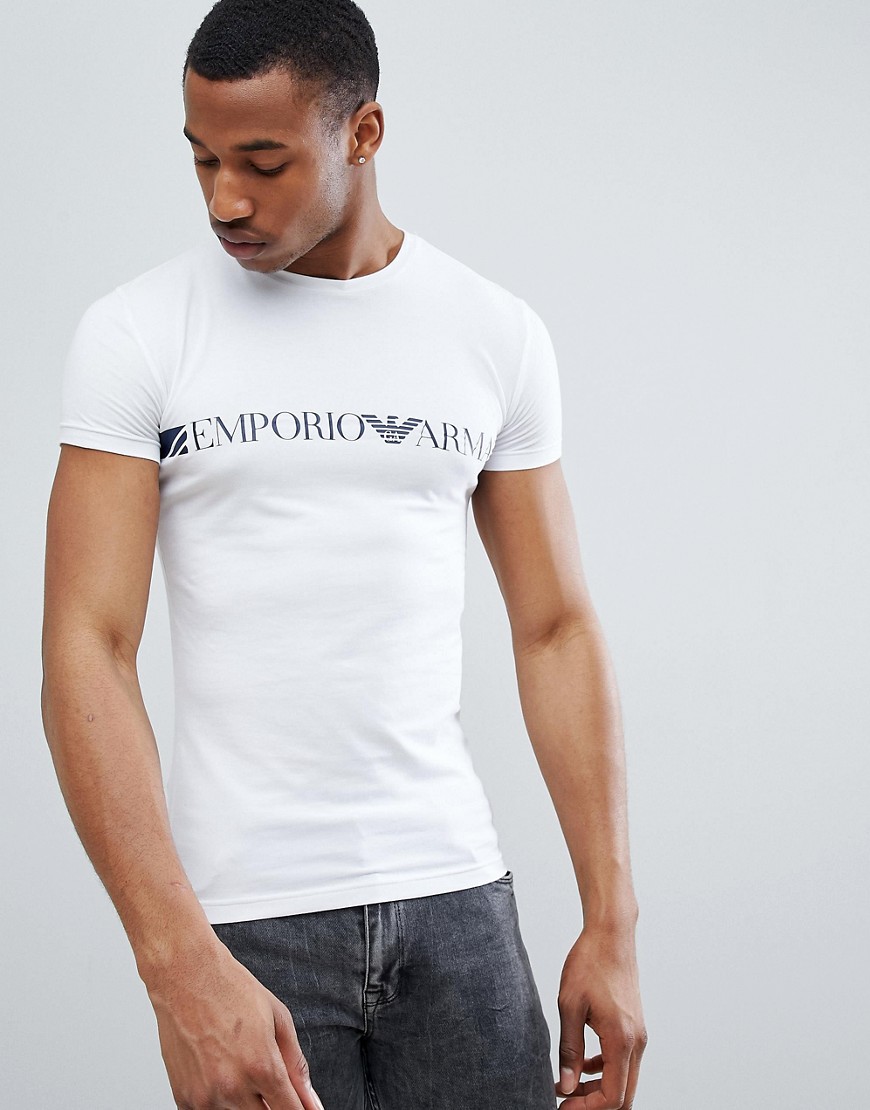 Emporio Armani Muscle Fit Chest Logo In White - 00010