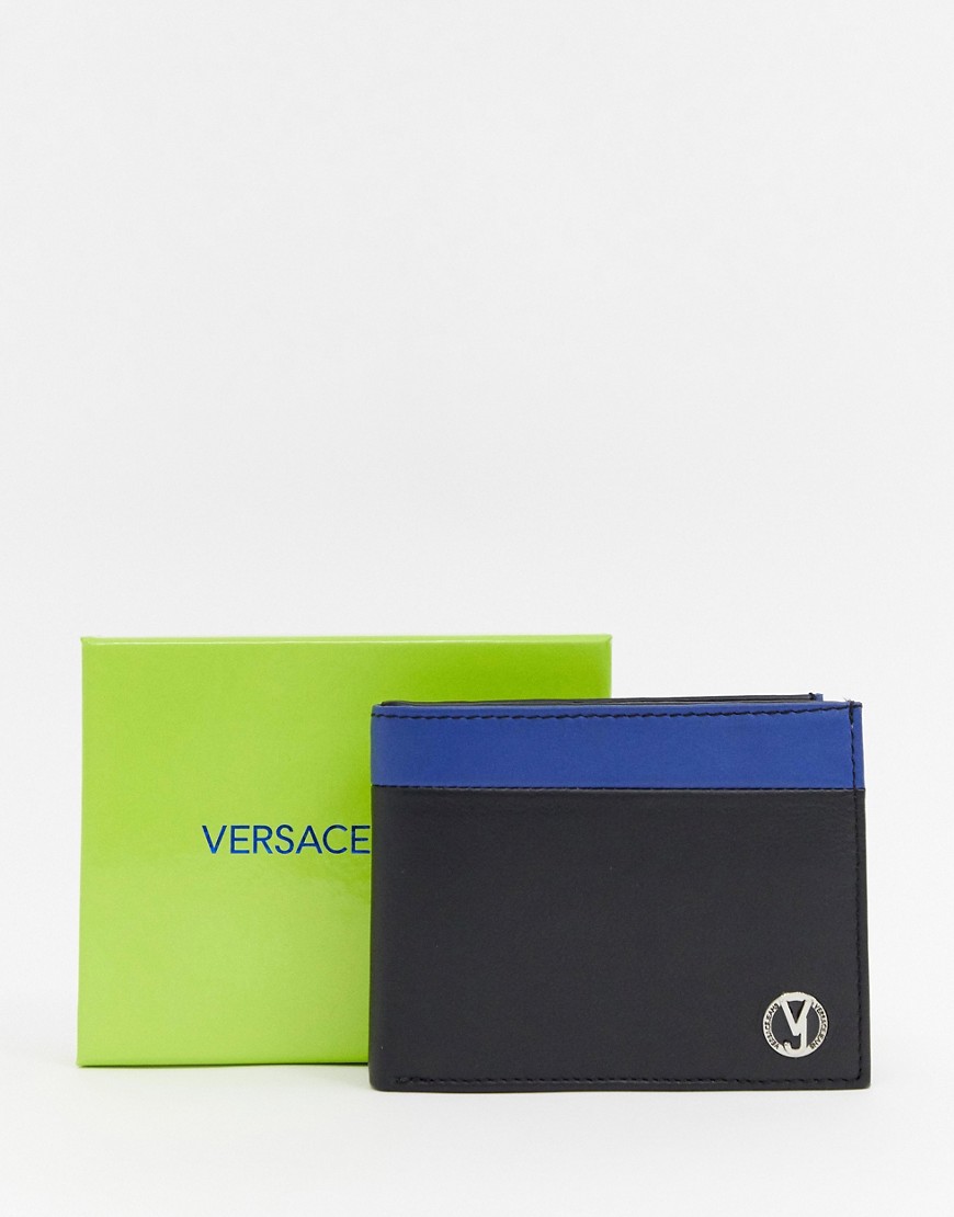 Versace Jeans leather wallet in blue