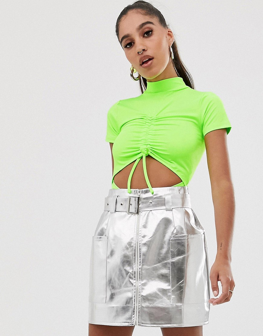 ASOS DESIGN body with ruched cut out front in scuba