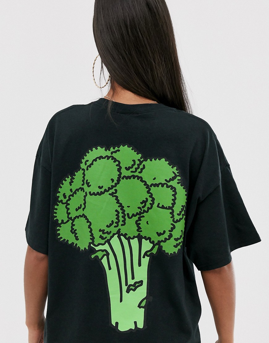 New Love Club brocolli back print t-shirt in oversized fit