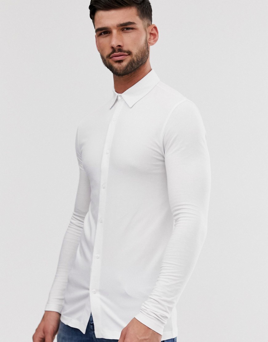 ASOS DESIGN muscle fit jersey shirt in white