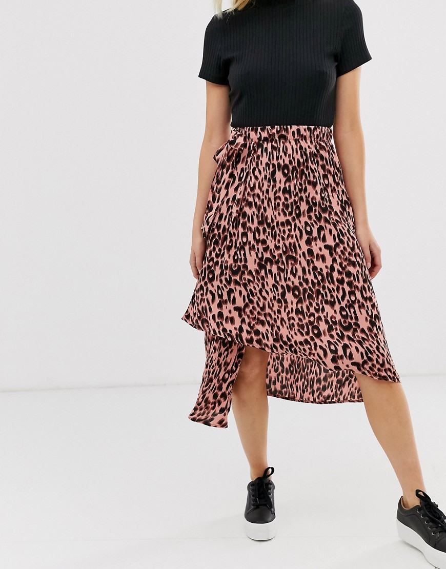 Soaked In Luxury leopard print wrap skirt