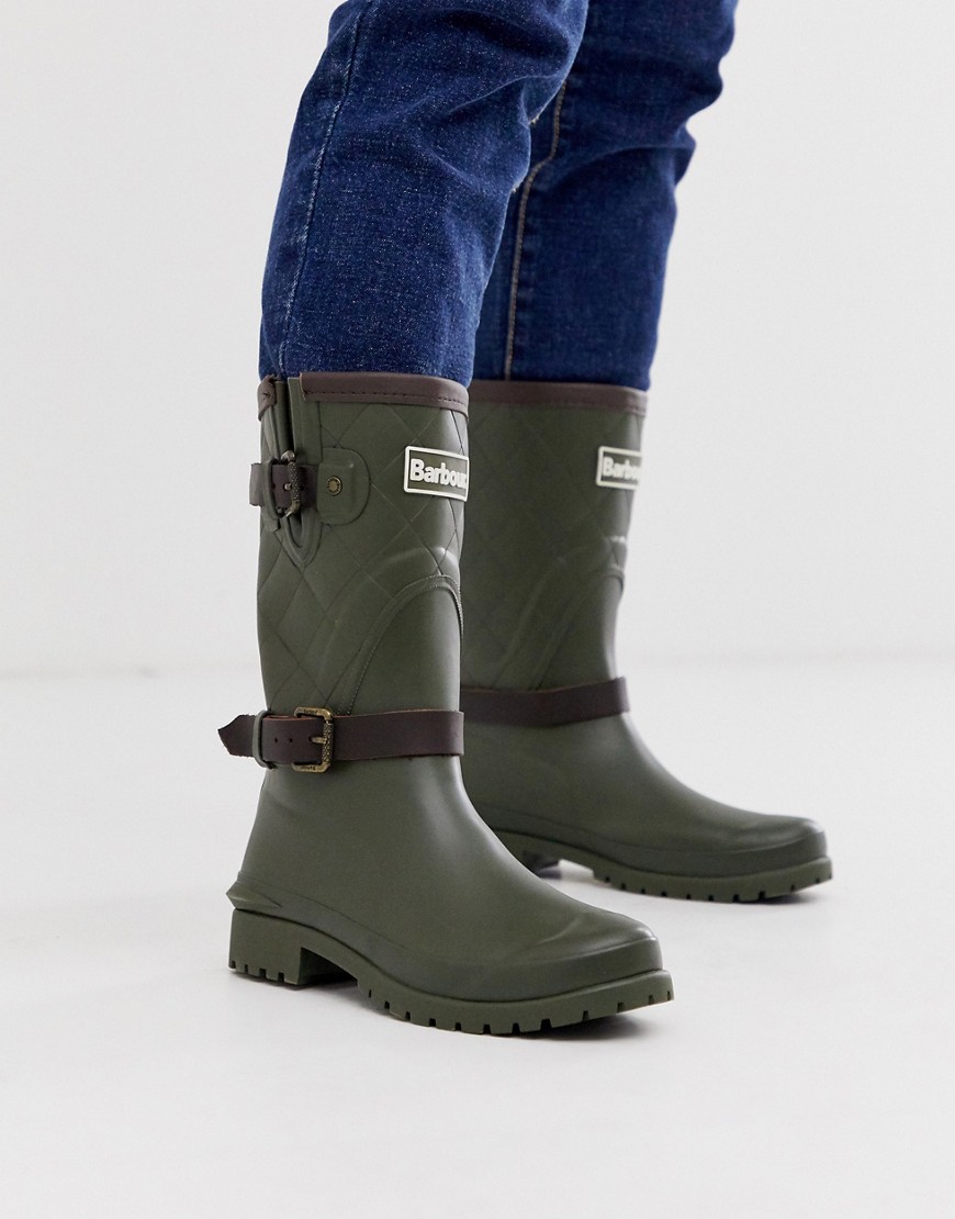 Barbour kelloe quilted wellies with leather strap details