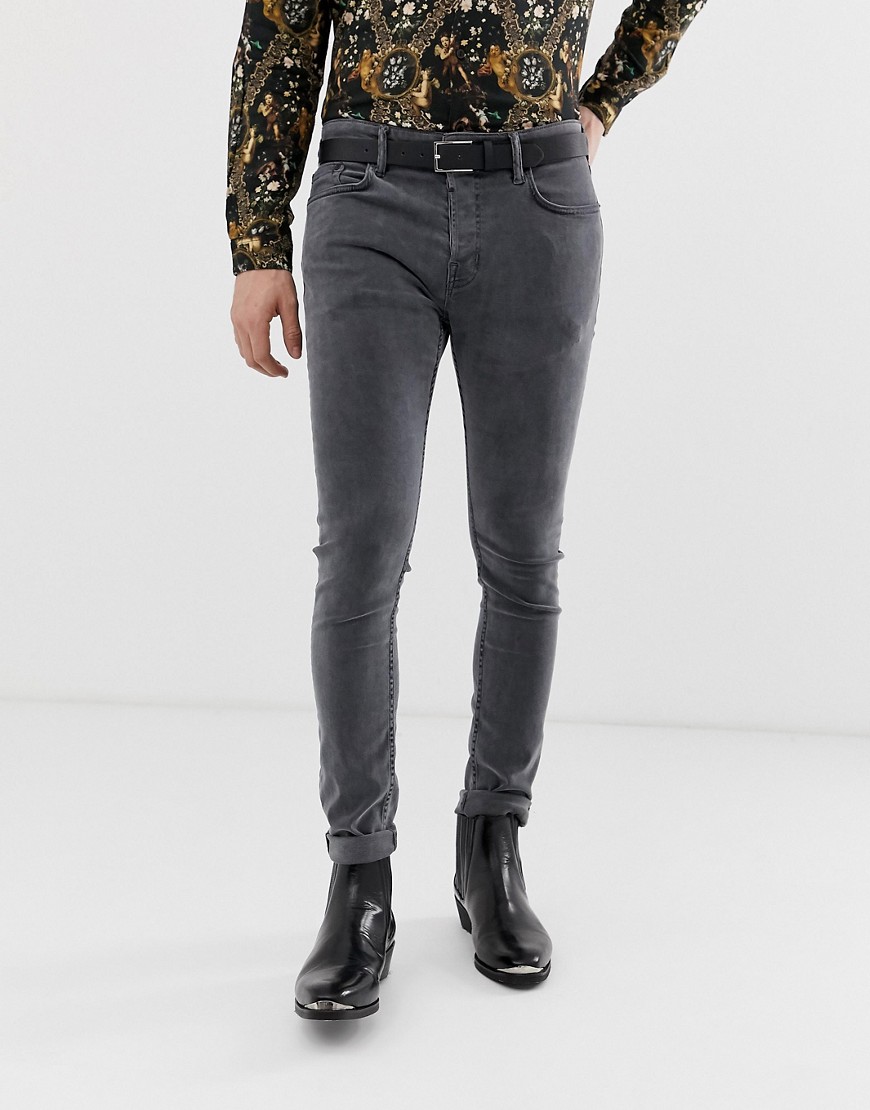 AllSaints cigarette fit jean with skinny stretch in black wash