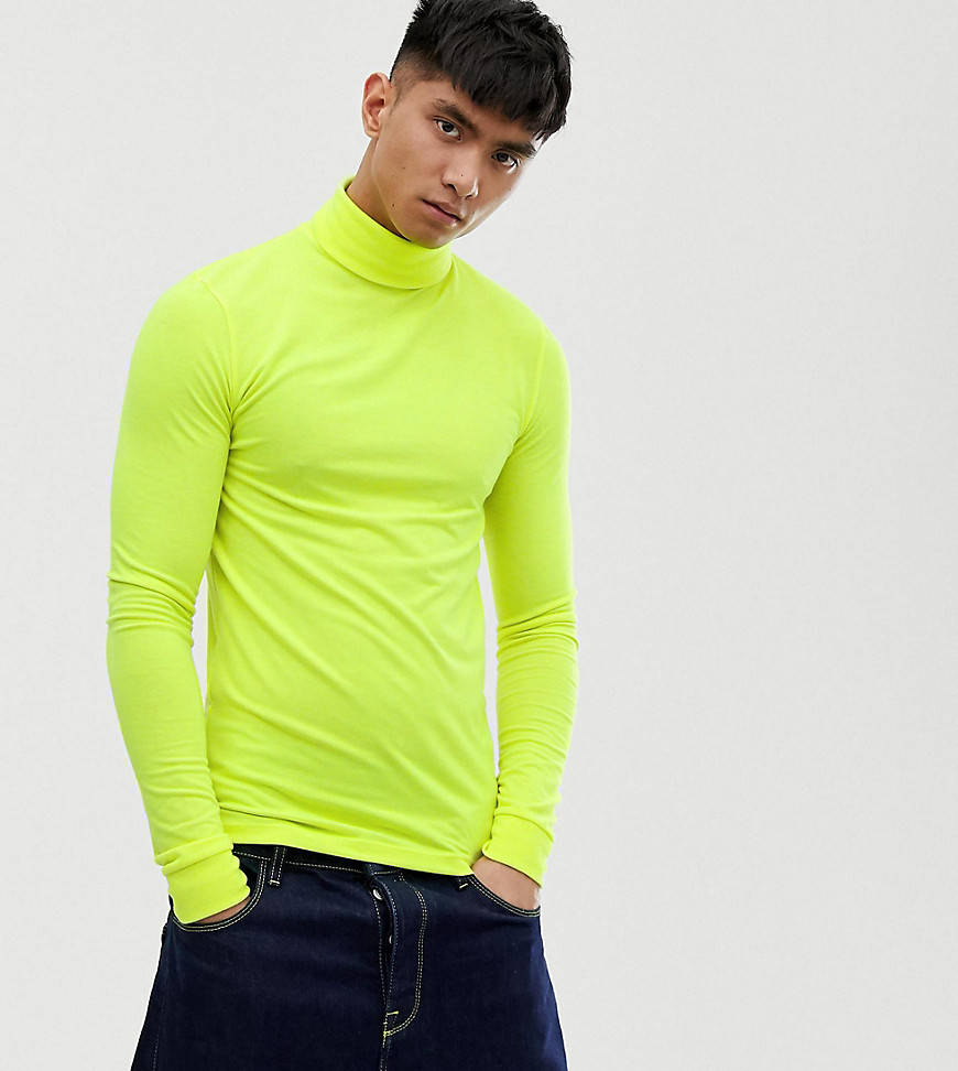 COLLUSION roll neck neon t-shirt