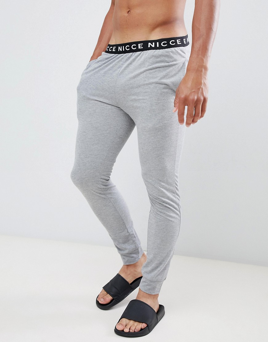 Nicce lounge cuffed joggers in grey with waistband