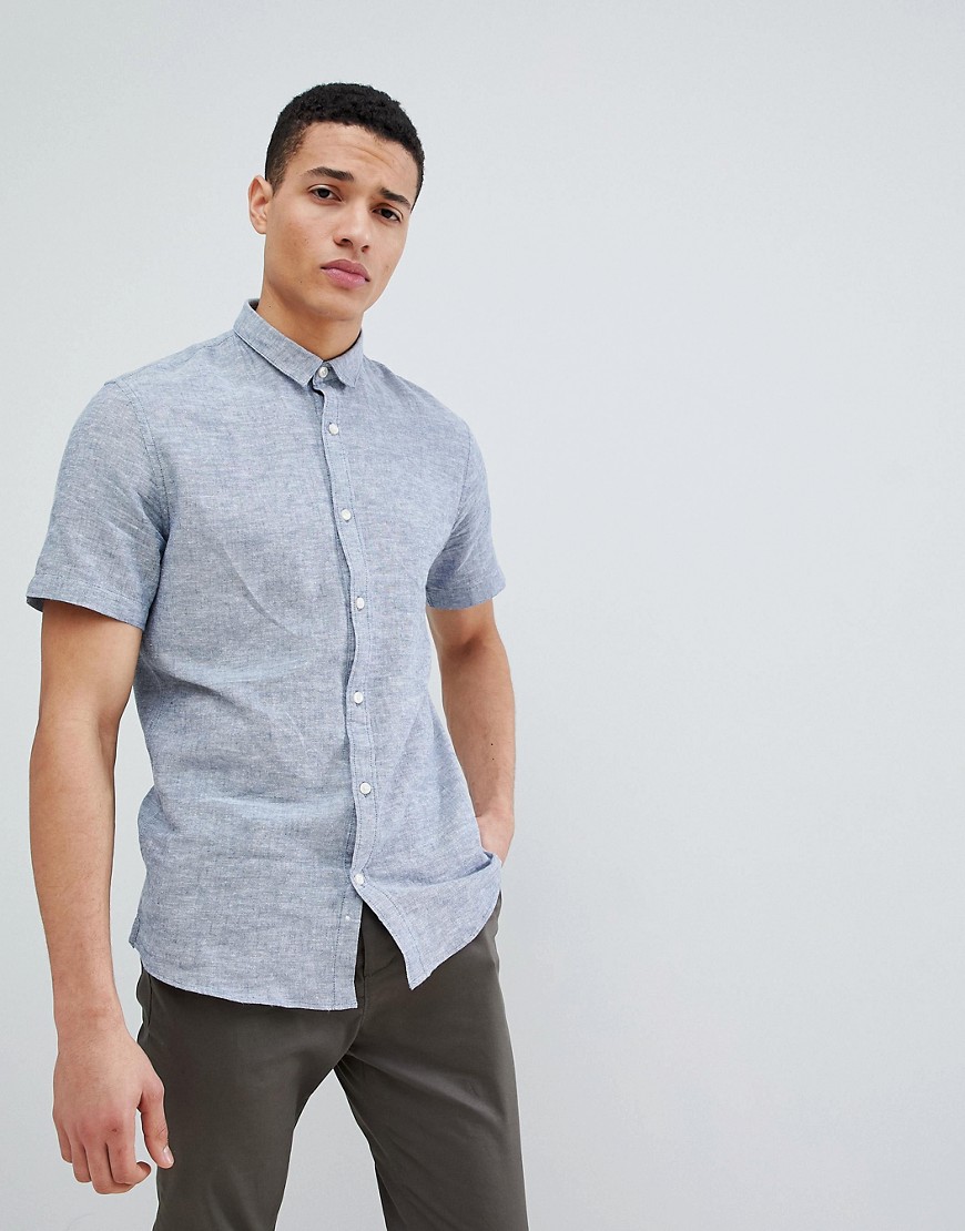 Only & Sons Short Sleeve Linen Mix Shirt - Riviera