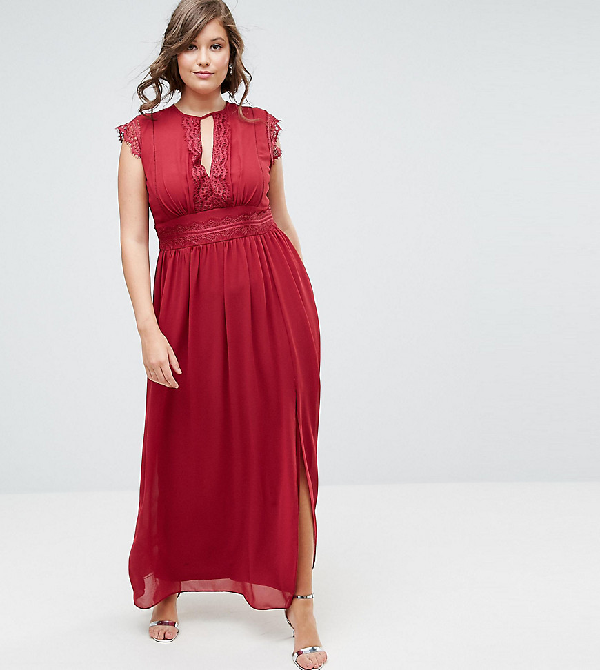 Платье макси с кружевной отделкой TFNC Plus WEDDING - Красный 