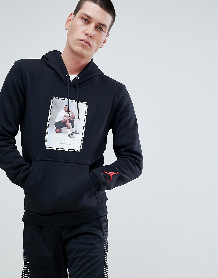 Nike Jordan Pullover Hoodie With MJ Print In Black 943928-010 - Black