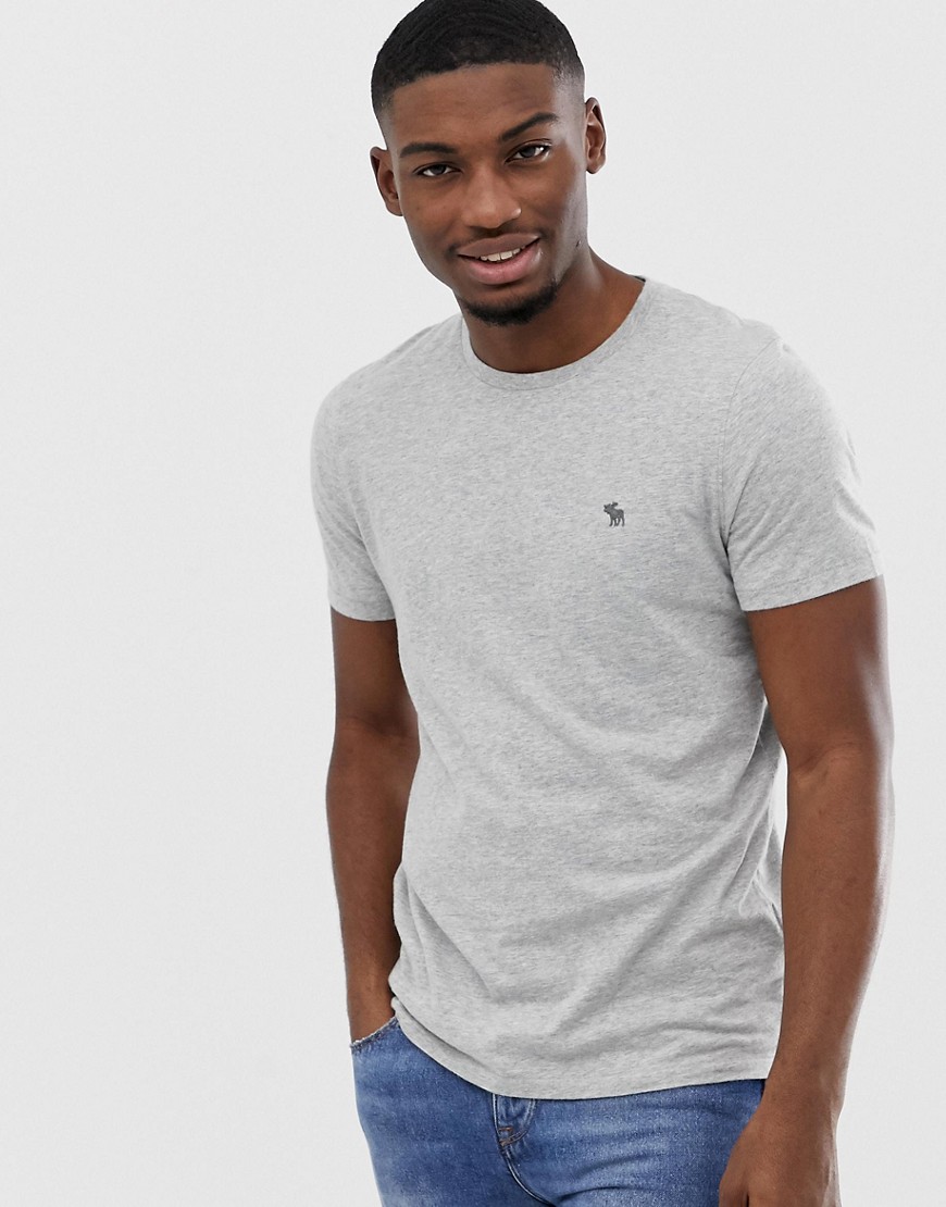 Abercrombie & Fitch icon logo crew neck t-shirt in grey marl