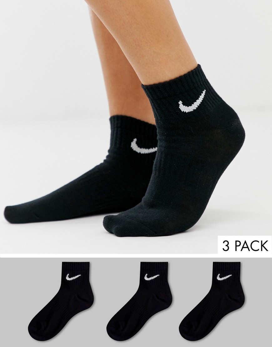 Nike black swoosh logo 3 pack ankle socks