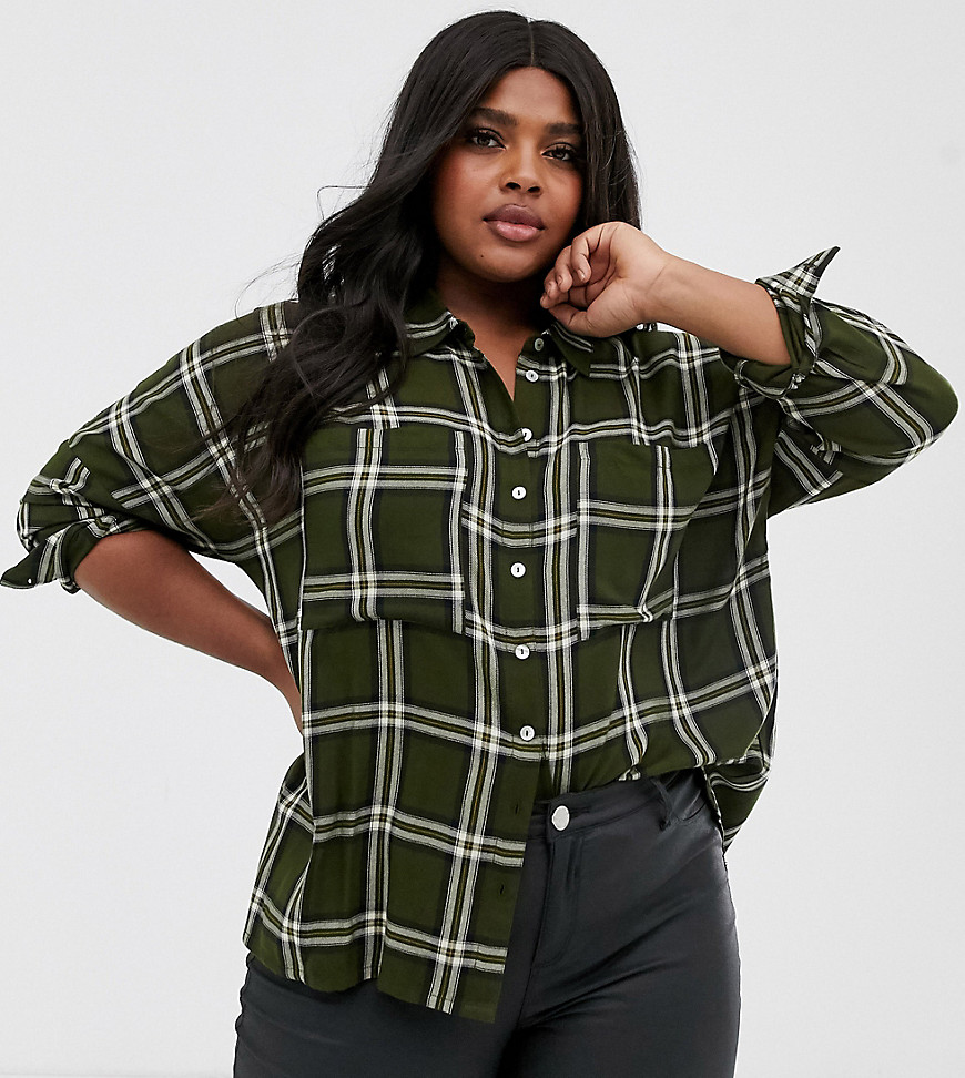 Only Curve oversized check shirt