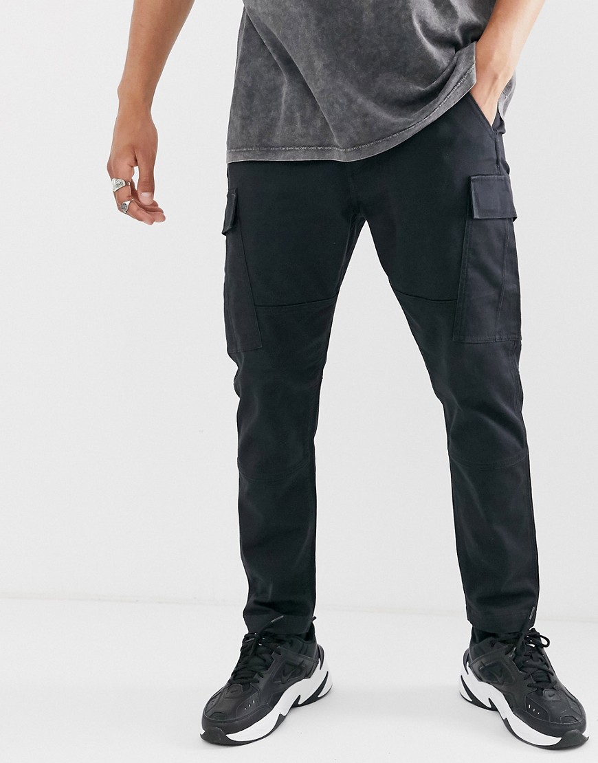 Levi's lo-ball 502 taper cargo slim tapered fit trousers in caviar black
