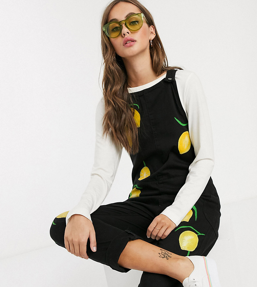 We Are Hairy People organic cotton dungaree with hand painted lemon print