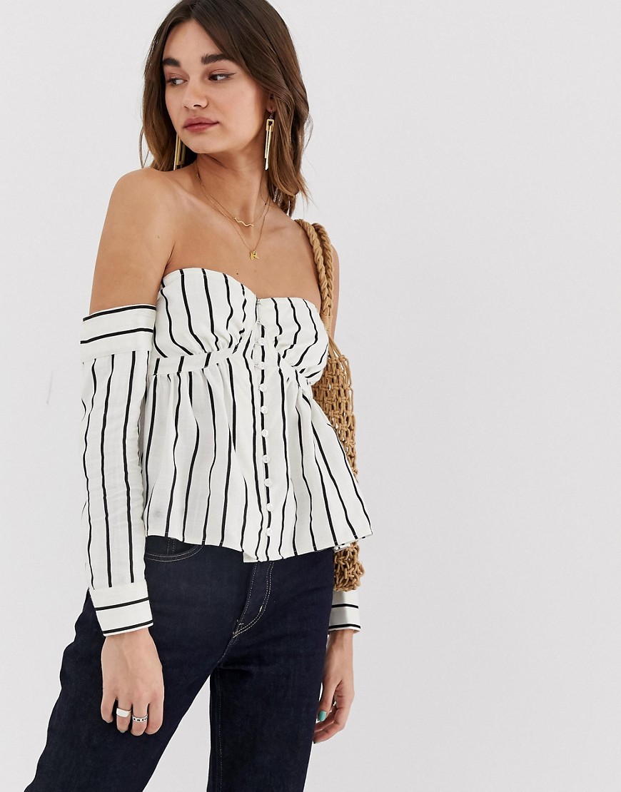 Lost Ink bardot blouse in stripe