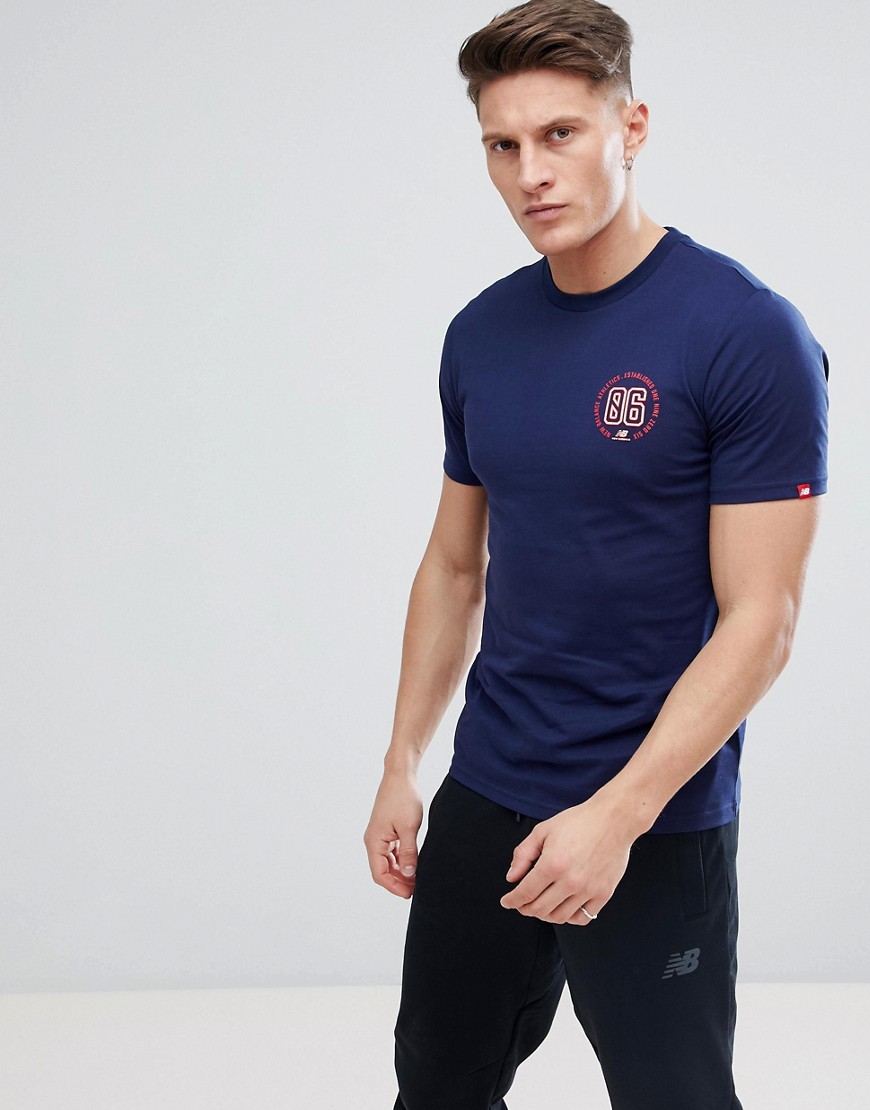 New Balance T-Shirt With '86 Back Print In Navy MT81545_PGM - Navy