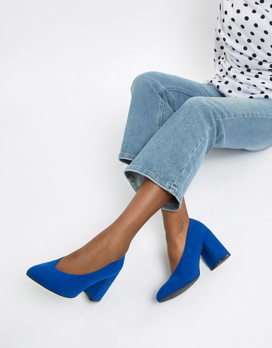 Qupid Block Heel Pointed Shoes