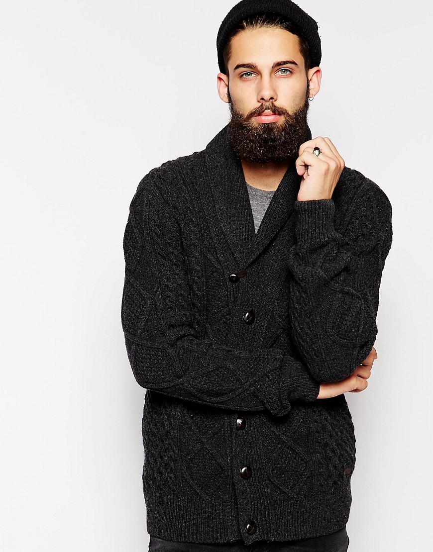 Barbour | Barbour Cardigan with Cable Shawl Knit at ASOS