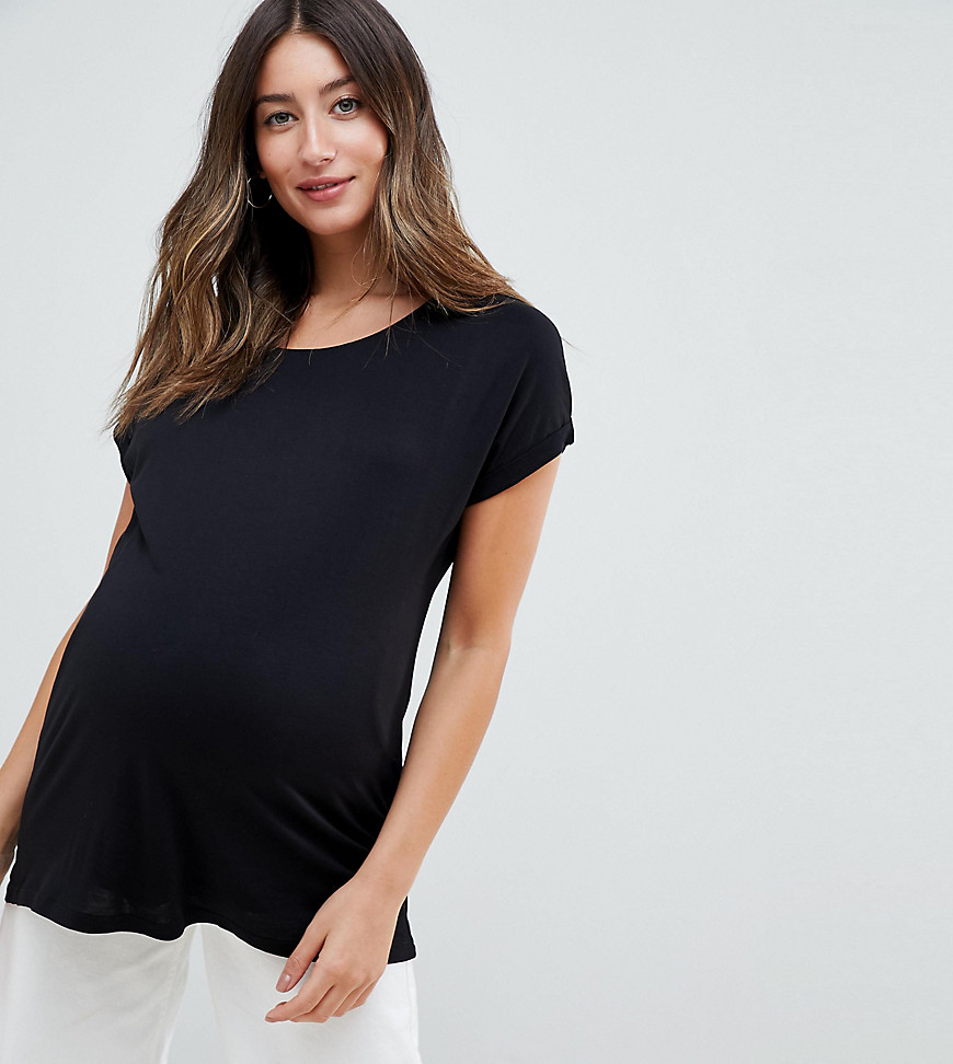 ASOS DESIGN Maternity nursing t-shirt with double layer - Black
