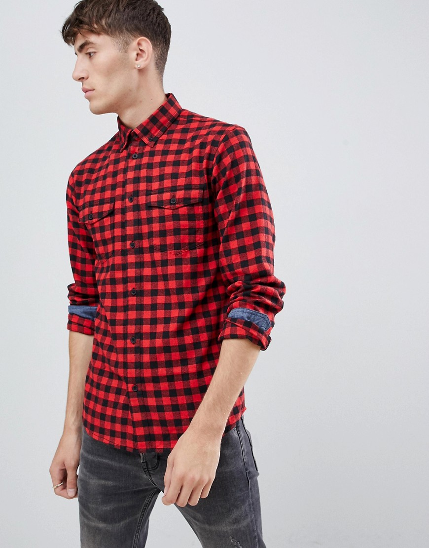 Solid buffalo check shirt in red
