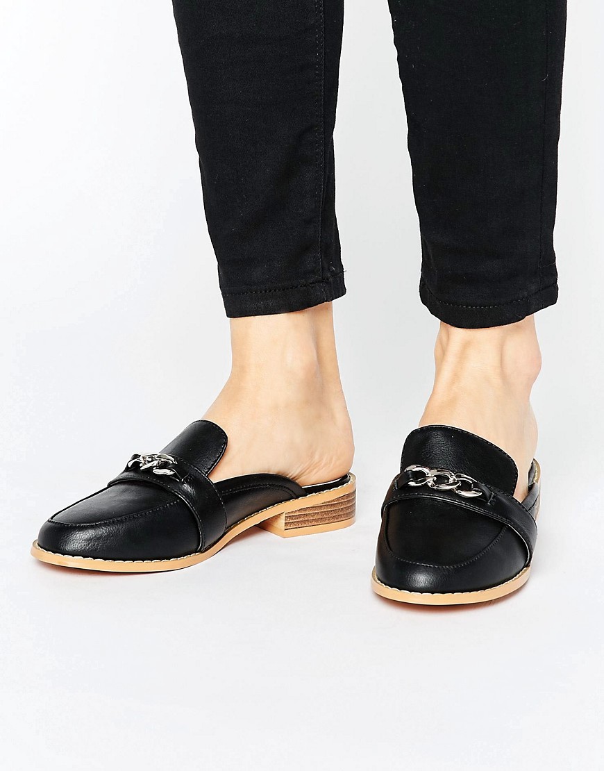 Truffle Collection Mule Loafer Shoe - Black pu