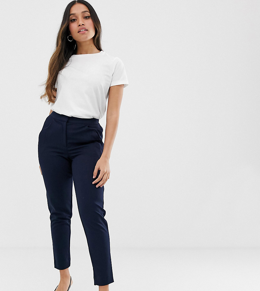 Y.A.S Petite tailored trouser with elasticated waist in navy