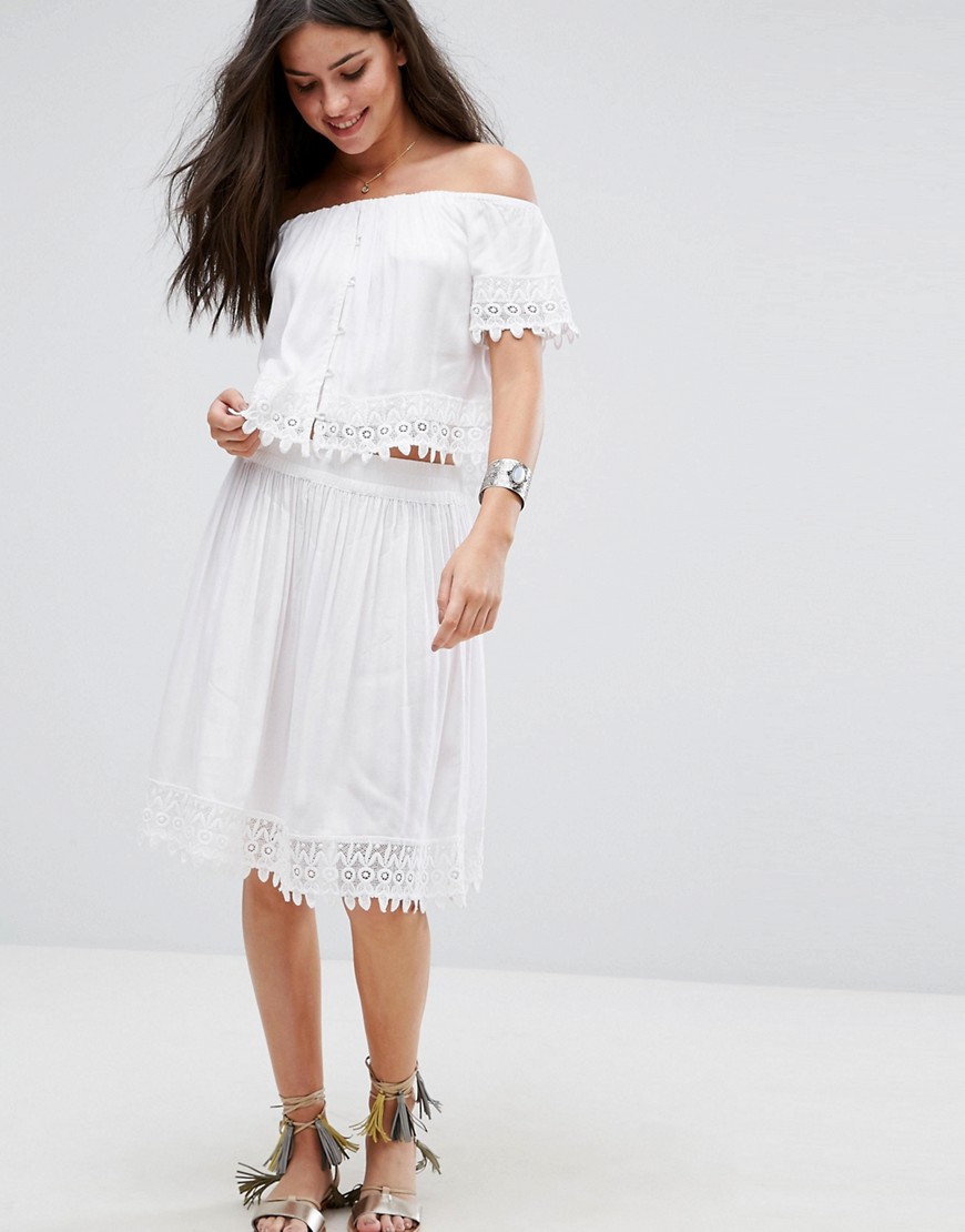 Ammol Embroidered Co Ord Beach Skirt - White