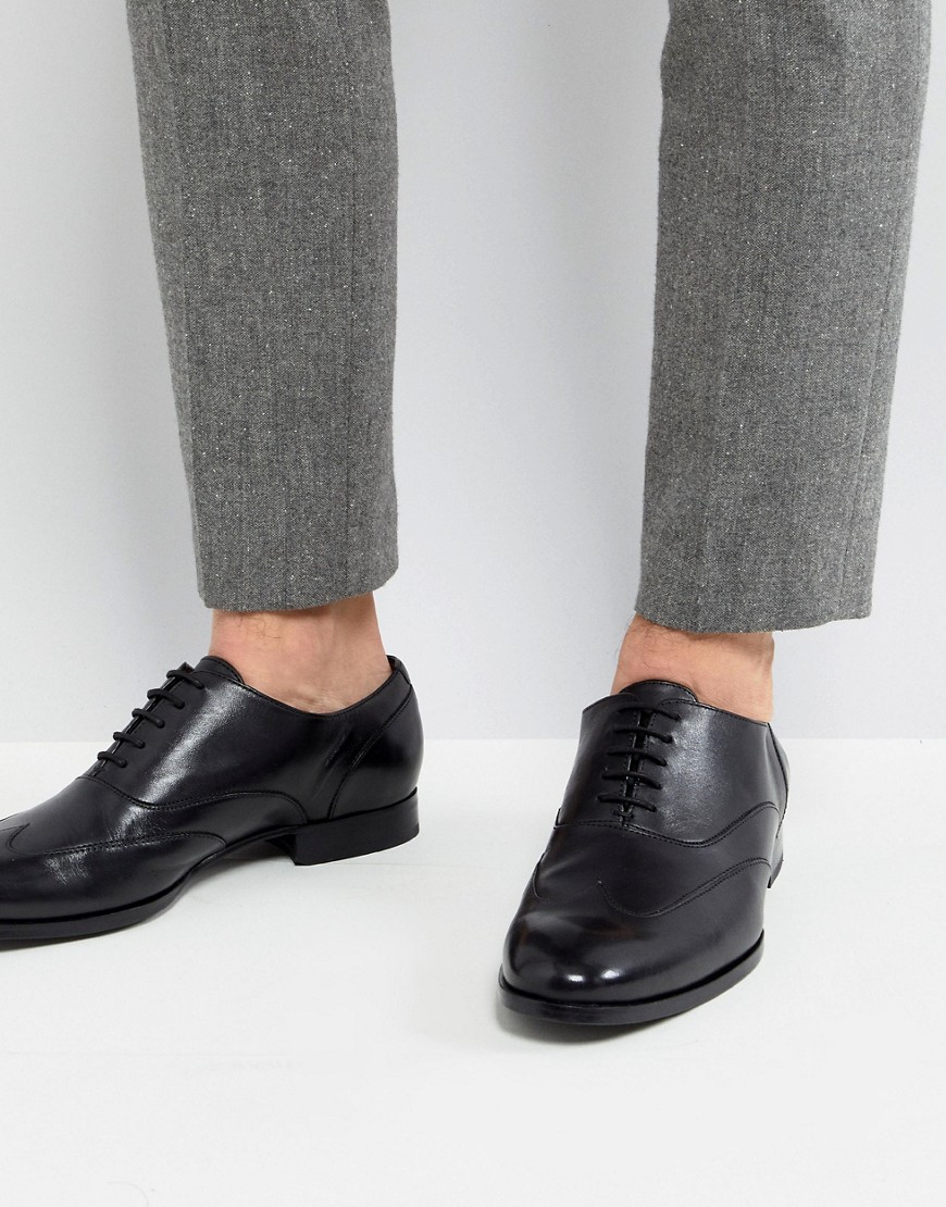 HUGO BOSS SMOOTH LEATHER OXFORD SHOES IN BLACK - BLACK,50385953