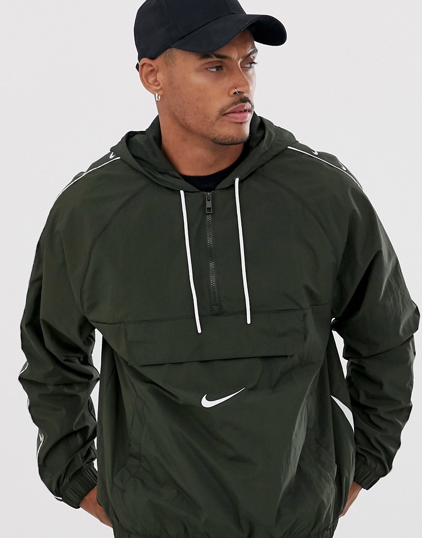 Nike Logo Taping Overhead Jacket in khaki