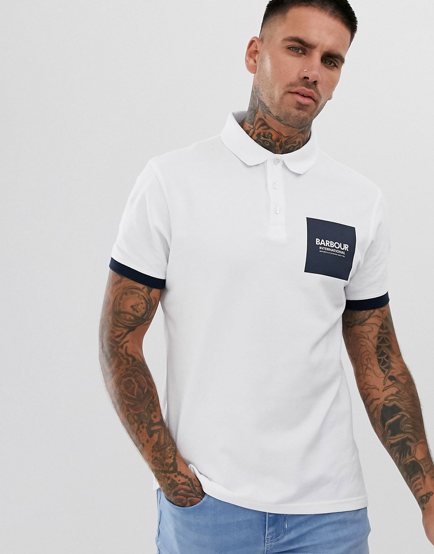 Barbour International Scortch polo with square logo in white