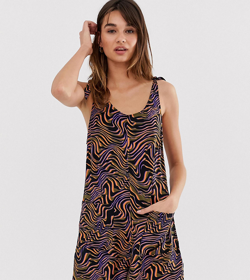 Monki playsuit with shoulder bow detail in animal print