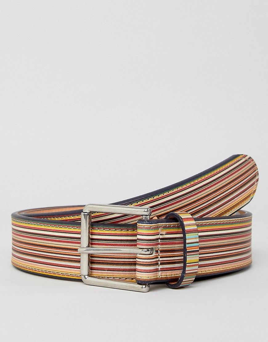 Paul Smith classic stripe leather belt in multi