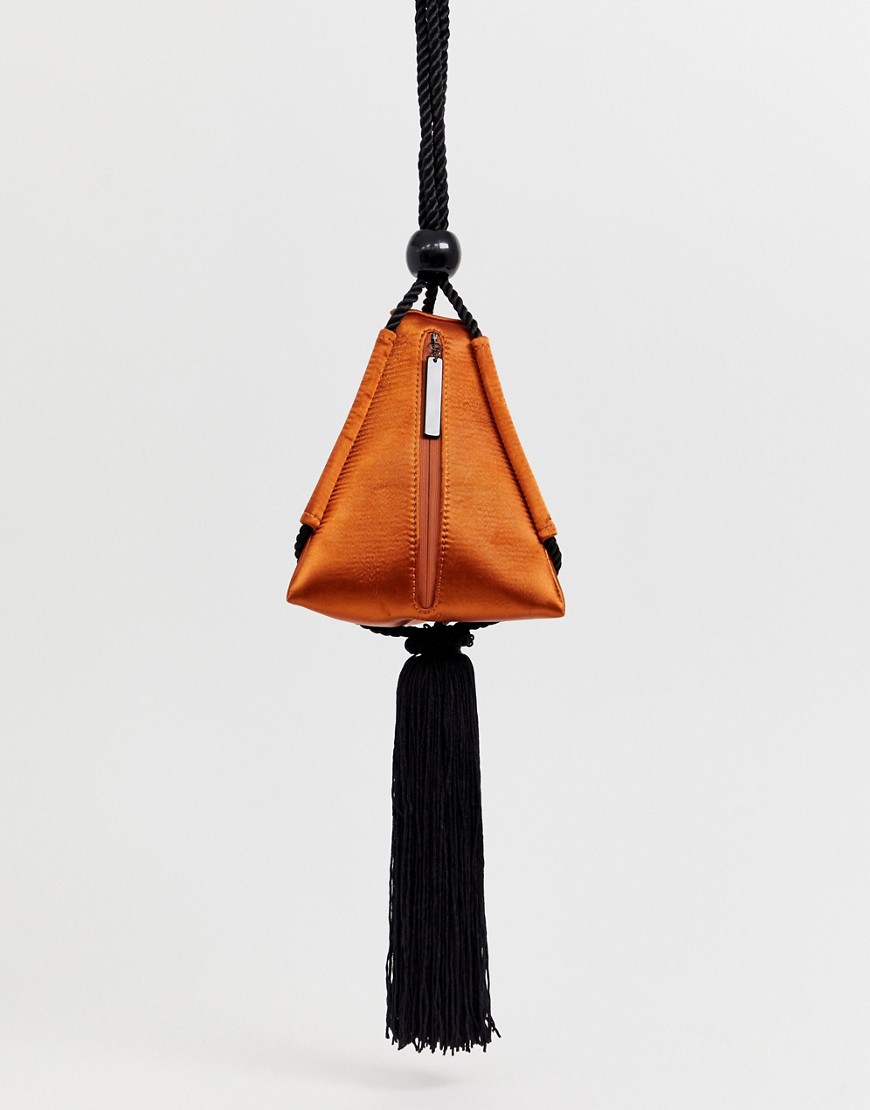 ASOS EDITION satin triangle bag with tassel