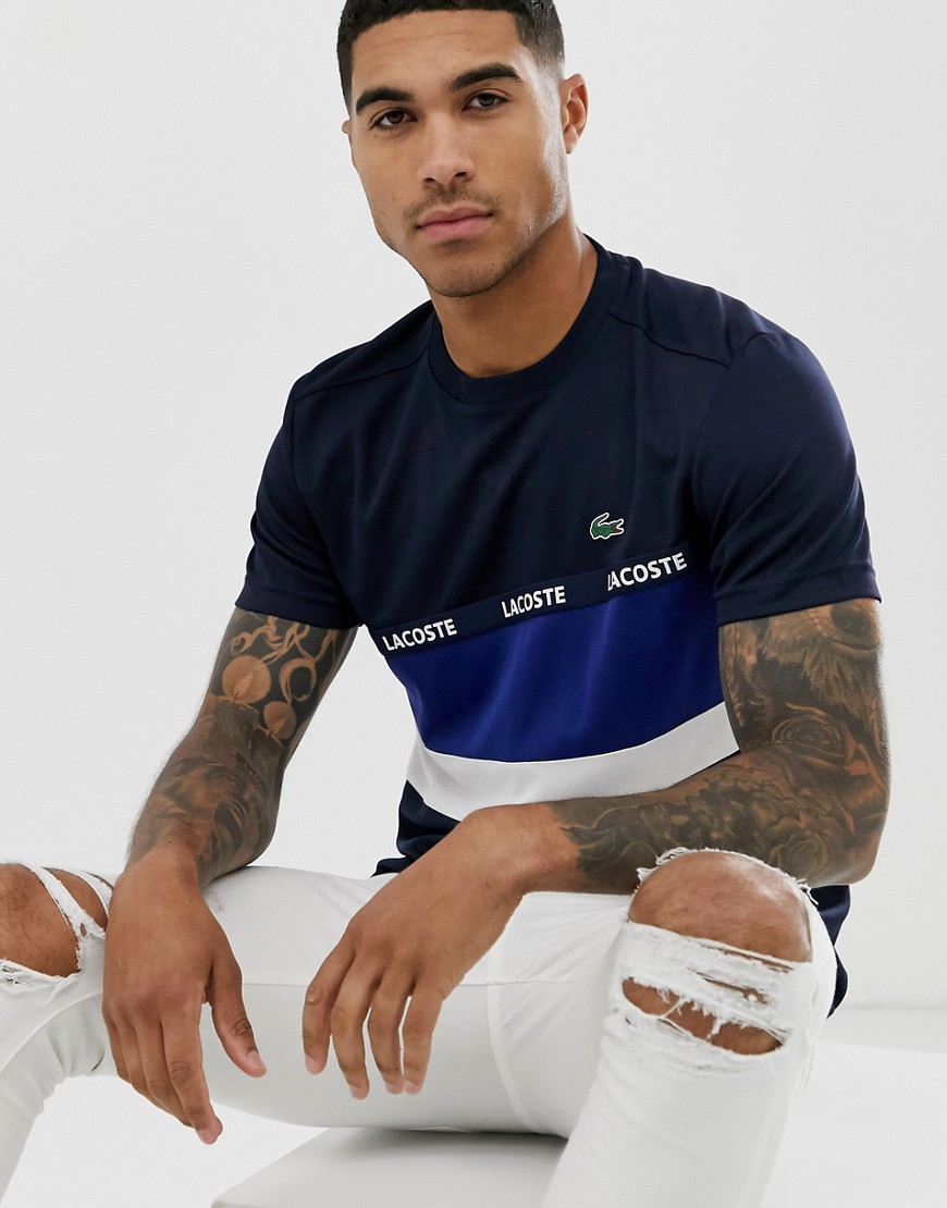 Lacoste taping t-shirt in navy