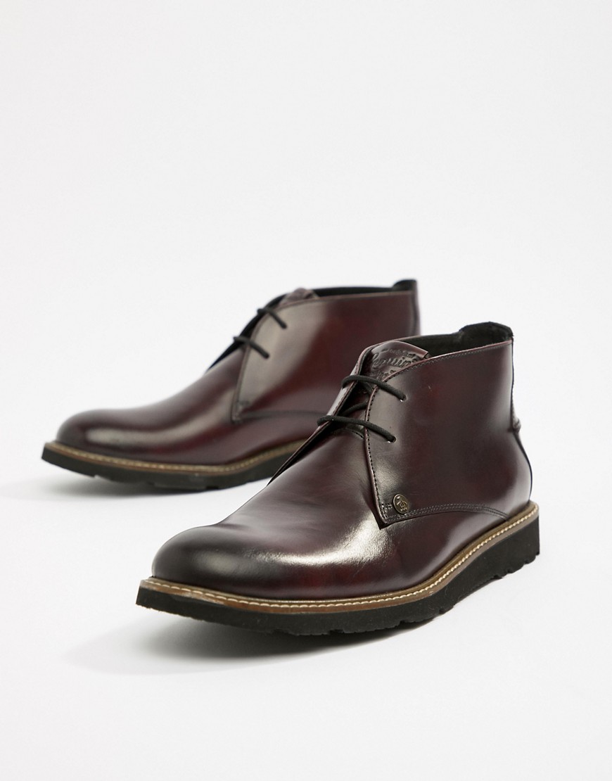 Original Penguin Leather Lace Up Boots in Oxblood