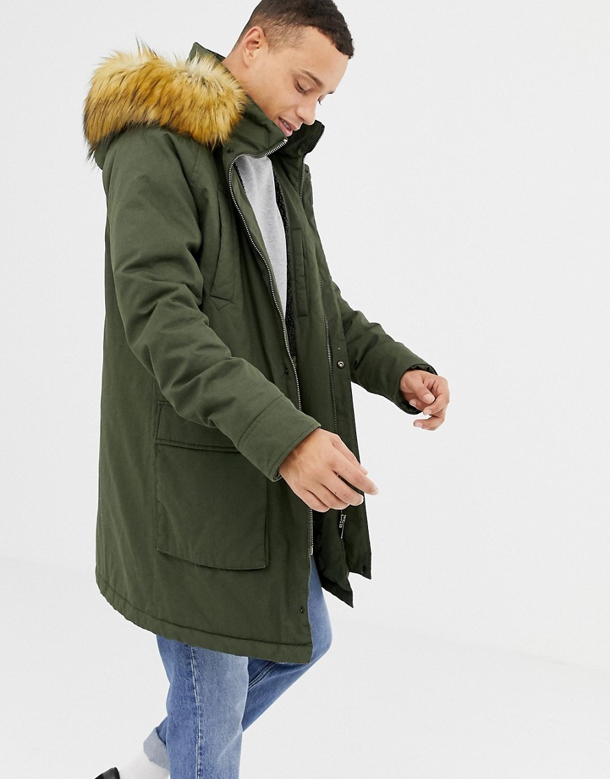 Parka London long parka jacket with fur hood
