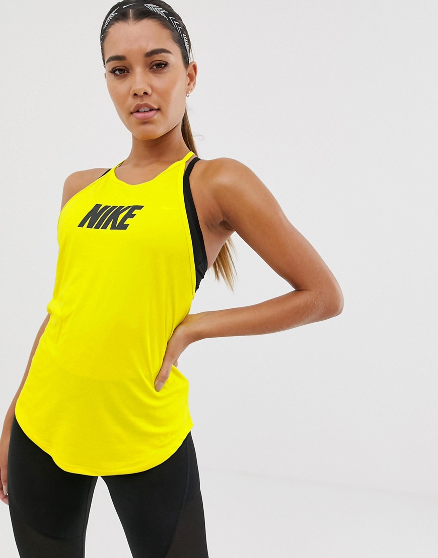 Nike Training Elastika Tank In Yellow
