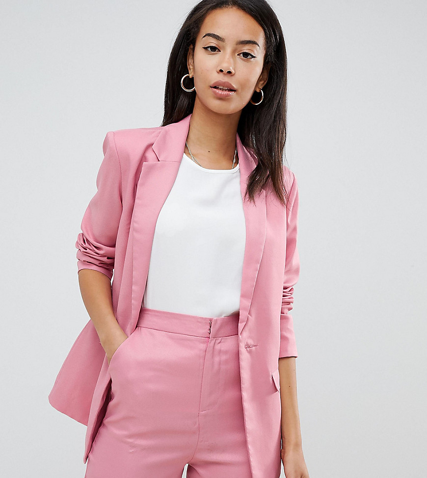 Fashion Union Tall Tie Waist Blazer Co-Ord - Dusky pink