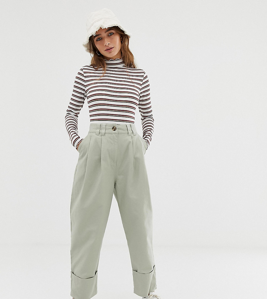 ASOS DESIGN Petite ovoid peg trouser with deep turn up