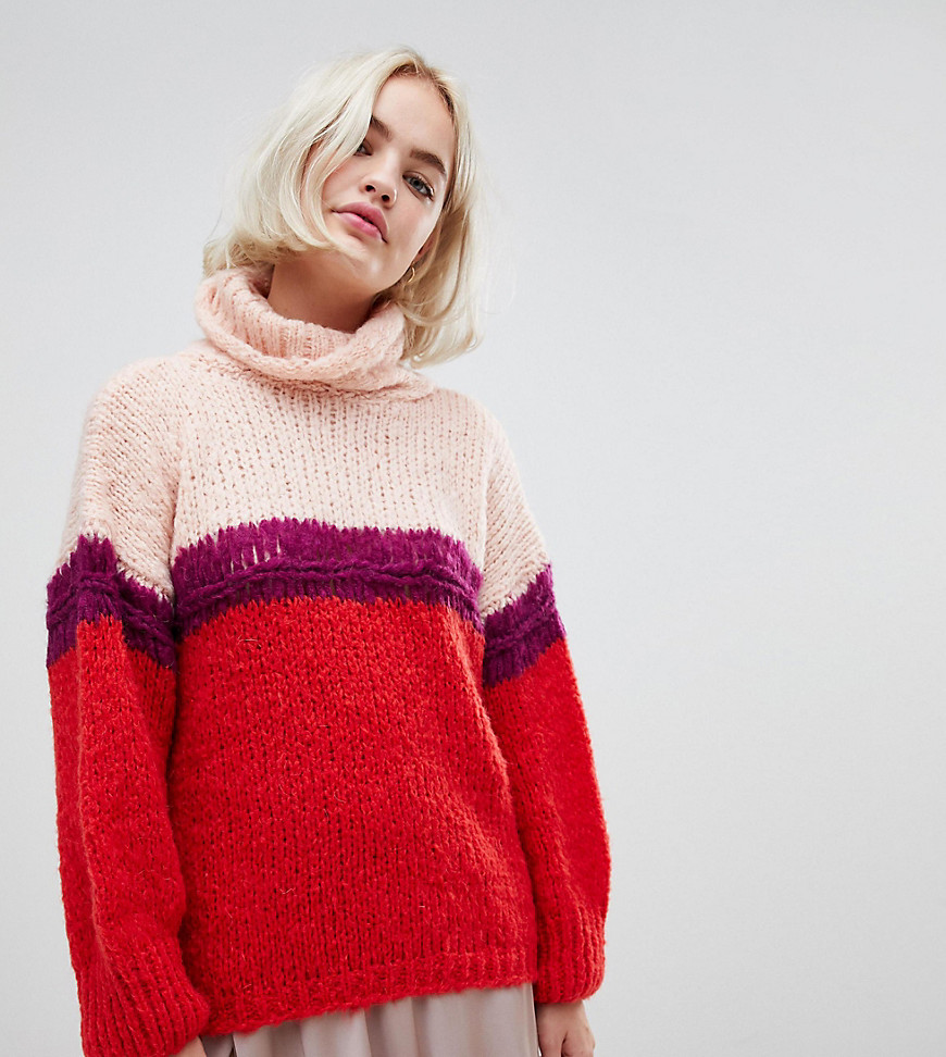 OneOn hand knitted colourblock jumper